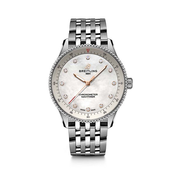 Navitimer 32 mm quartz en acier inoxydable et diamants